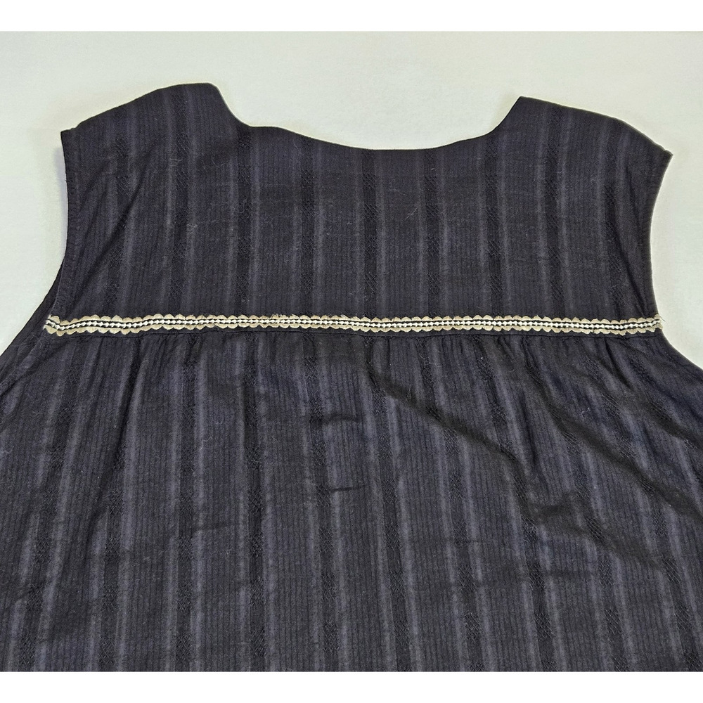 J.Jill Cotton Shift Dress 4X Embroidered Resortwear Black Quiet Luxury Beach - Picture 11 of 16